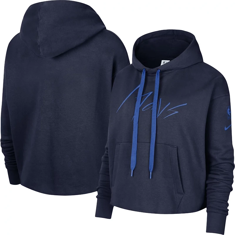 Nike Dallas Mavericks Split Flip Courtside Cropped Pullover Hoodie