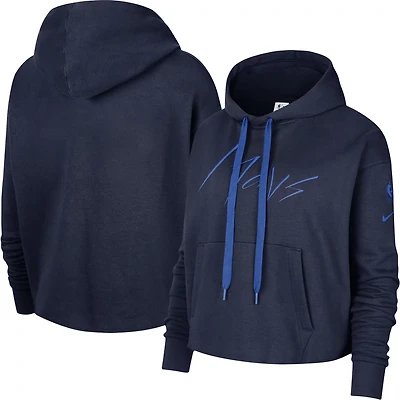 Nike Dallas Mavericks Split Flip Courtside Cropped Pullover Hoodie