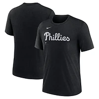 Nike Dark Philadelphia Phillies Fashion Wordmark Tri-Blend T-Shirt