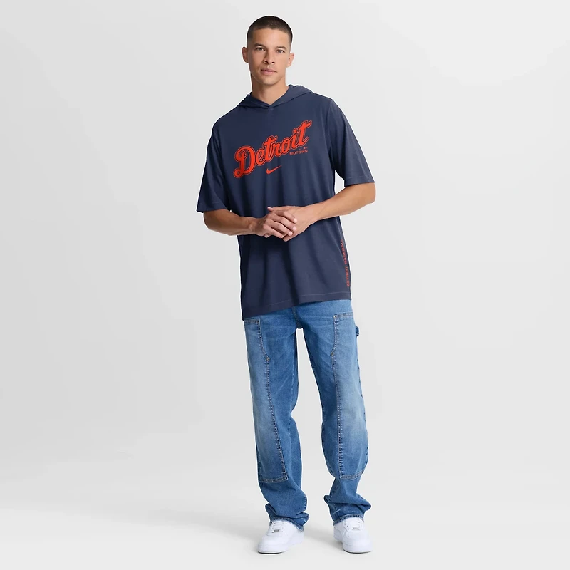 Nike Detroit Tigers Arched Wordmark Tri-Blend Hooded T-Shirt