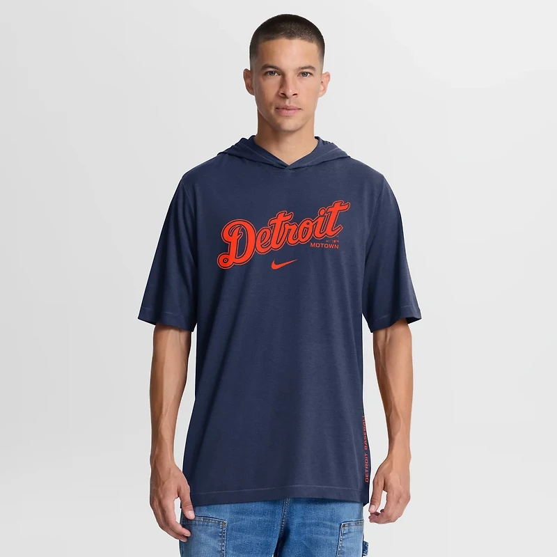 Nike Detroit Tigers Arched Wordmark Tri-Blend Hooded T-Shirt