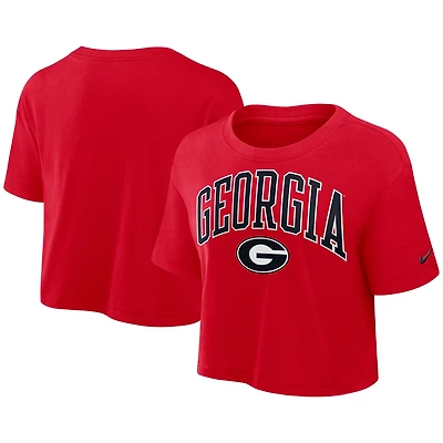 Nike Georgia Bulldogs Power Pursuit Athletic Prep Arch Performance Cropped T-Shirt