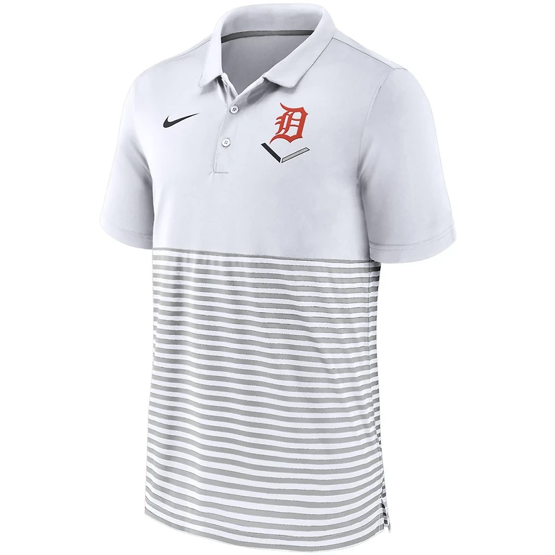 Nike Gray Detroit Tigers Home Plate Striped Polo