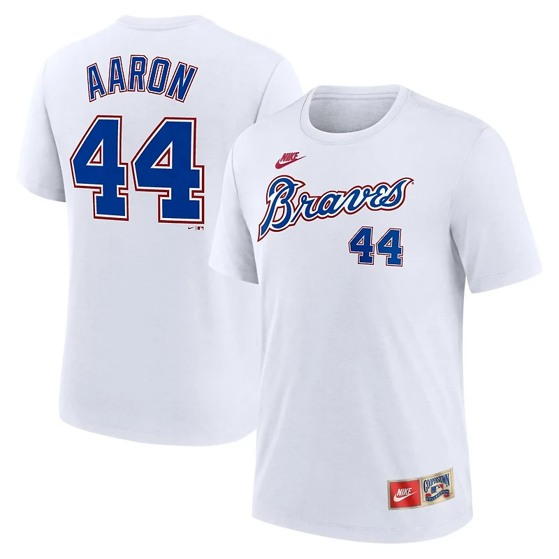Nike Hank Aaron Atlanta Braves Cooperstown Collection Tri-Blend Name  Number T-Shirt