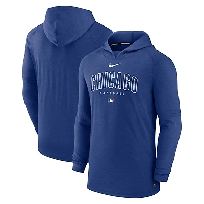 Nike Heather Chicago Cubs Authentic Collection Early Work Tri-Blend Performance Pullover Hoodie