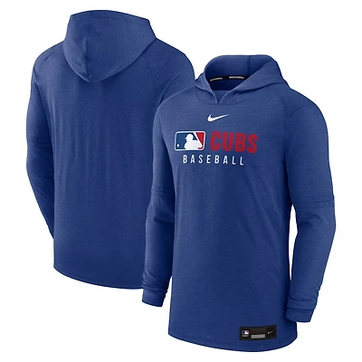 Nike Heather Chicago Cubs Authentic Collection Tri-Blend Performance Pullover Hoodie