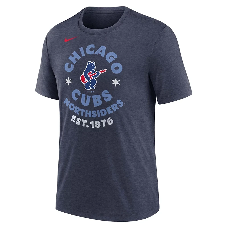 Nike Heather Chicago Cubs Electric Bear Tri-Blend T-Shirt