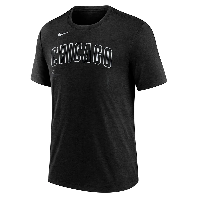 Nike Heather Chicago Cubs Lights Out Tri-Blend T-Shirt