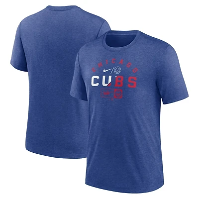 Nike Heather Chicago Cubs Rewind Review Slash Tri-Blend T-Shirt