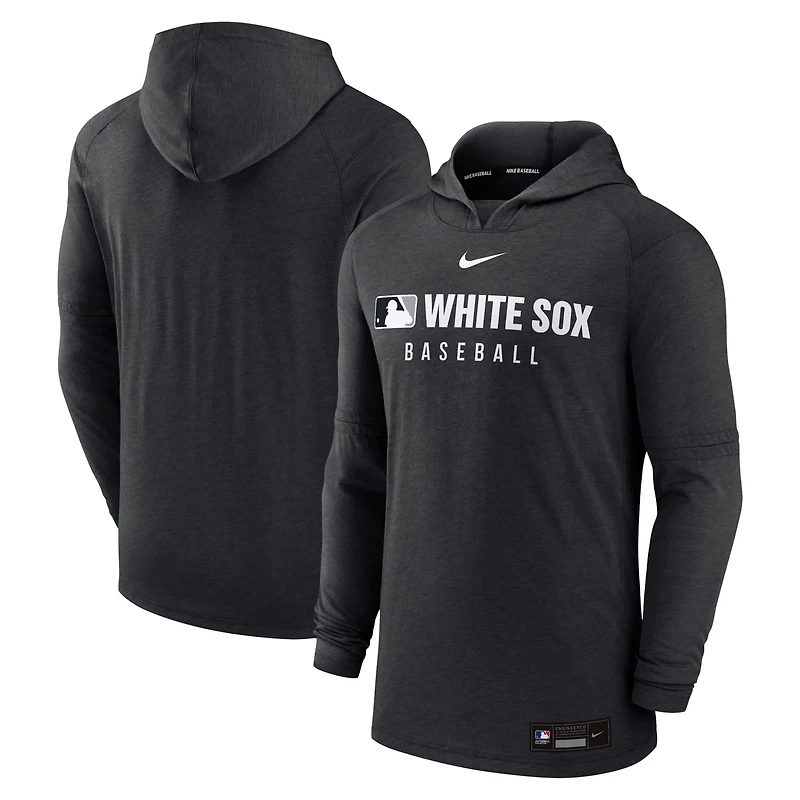 Nike Heather Chicago White Sox Authentic Collection Tri-Blend Performance Pullover Hoodie