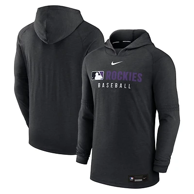 Nike Heather Colorado Rockies Authentic Collection Tri-Blend Performance Pullover Hoodie