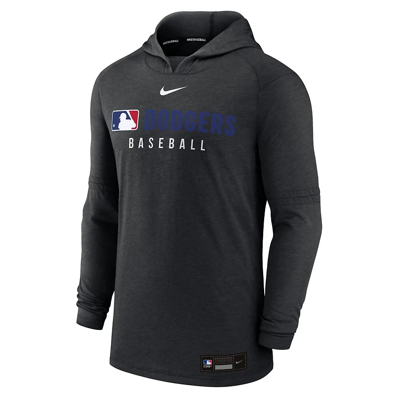 Nike Heather Los Angeles Dodgers Authentic Collection Tri-Blend Performance Pullover Hoodie