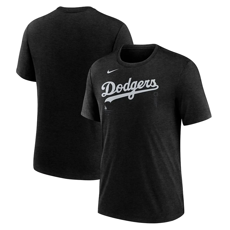 Nike Heather Los Angeles Dodgers Lights Out Tri-Blend T-Shirt