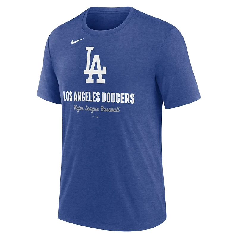 Nike Heather Los Angeles Dodgers Logo Tri-Blend T-Shirt