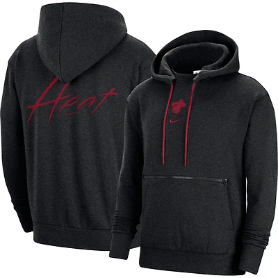 Nike Heather Miami Heat Courtside Versus Flight Pullover Hoodie