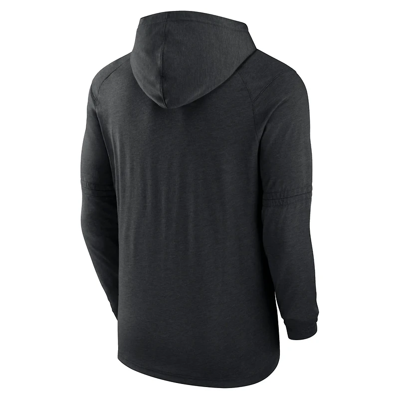 Nike Heather Miami Marlins Authentic Collection Tri-Blend Dri-FIT Hoodie