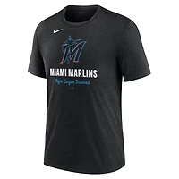 Nike Heather Miami Marlins Logo Tri-Blend T-Shirt