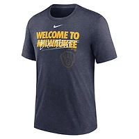 Nike Heather Milwaukee Brewers Home Spin Tri-Blend T-Shirt