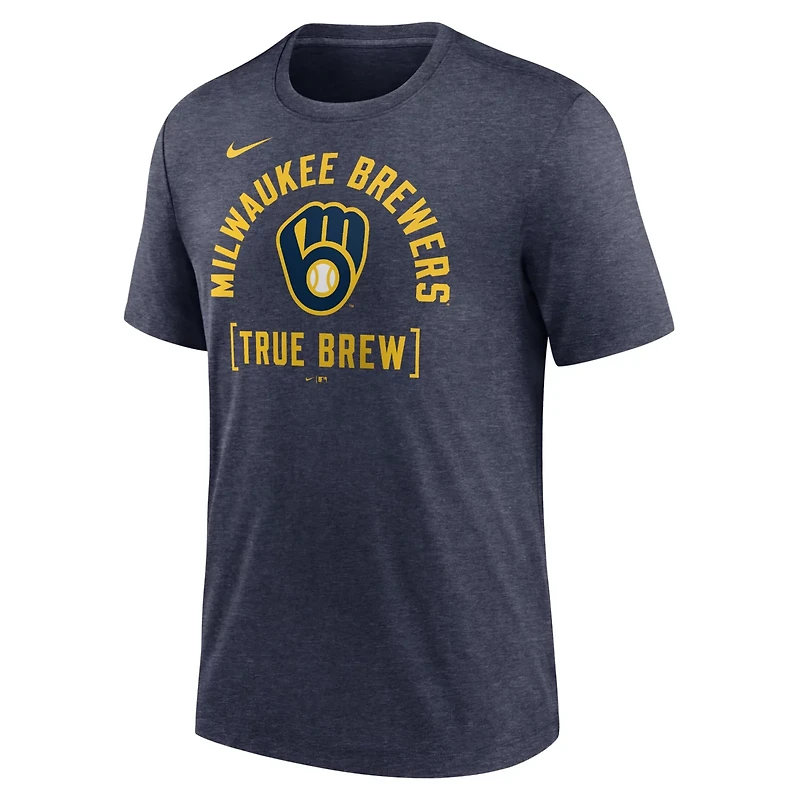 Nike Heather Milwaukee Brewers Swing Big Tri-Blend T-Shirt