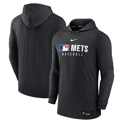 Nike Heather New York Mets Authentic Collection Tri-Blend Performance Pullover Hoodie