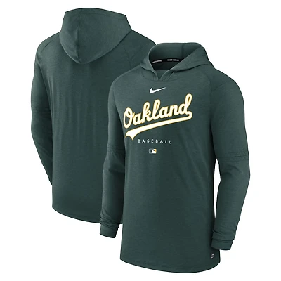 Nike Heather Oakland Athletics Authentic Collection Early Work Tri-Blend Performance Pullover Hoodie