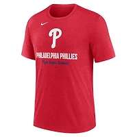 Nike Heather Philadelphia Phillies Logo Tri-Blend T-Shirt