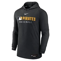Nike Heather Pittsburgh Pirates Authentic Collection Tri-Blend Performance Pullover Hoodie