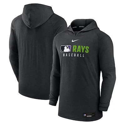 Nike Heather Tampa Bay Rays Authentic Collection Tri-Blend Performance Pullover Hoodie