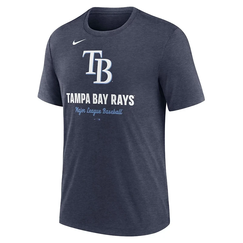 Nike Heather Tampa Bay Rays Logo Tri-Blend T-Shirt
