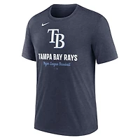Nike Heather Tampa Bay Rays Logo Tri-Blend T-Shirt