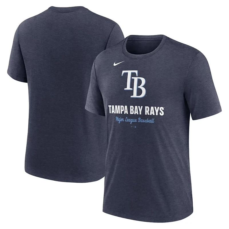 Nike Heather Tampa Bay Rays Logo Tri-Blend T-Shirt