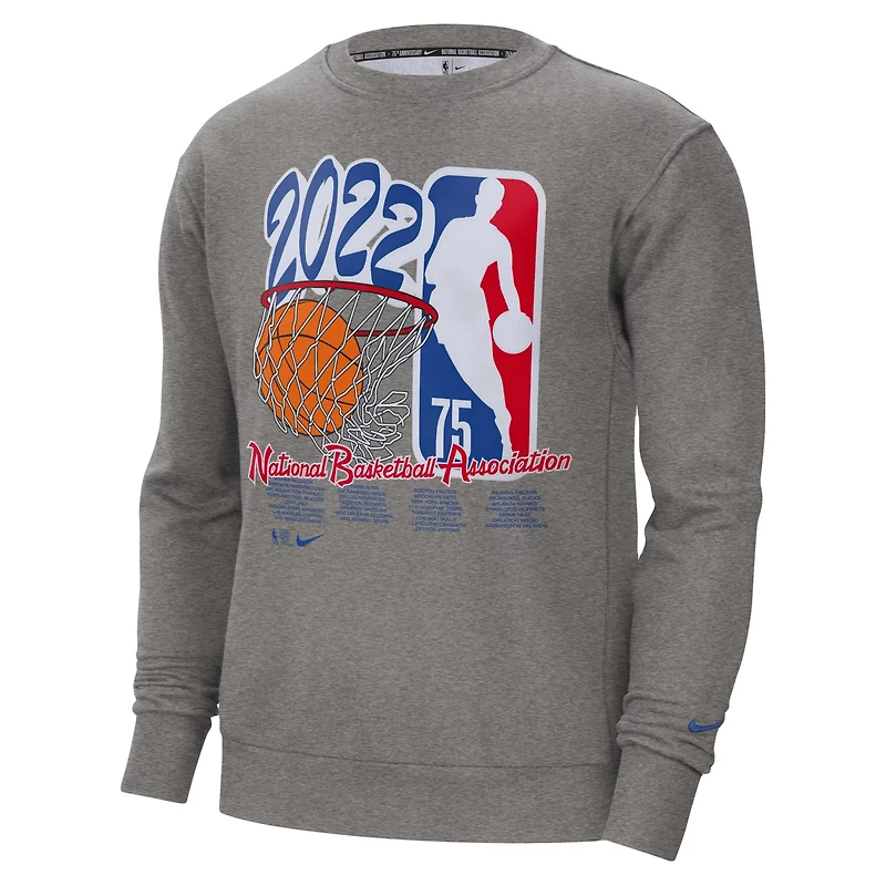 Nike Heathered Gray Team 31 NBA 75th Anniversary Fleece Sweatshirt