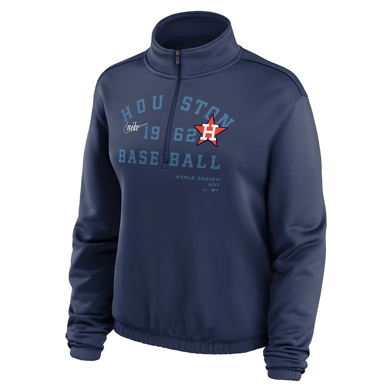 Nike Houston Astros Rewind Splice Half-Zip Semi-Cropped Bubble Hem Sweatshirt