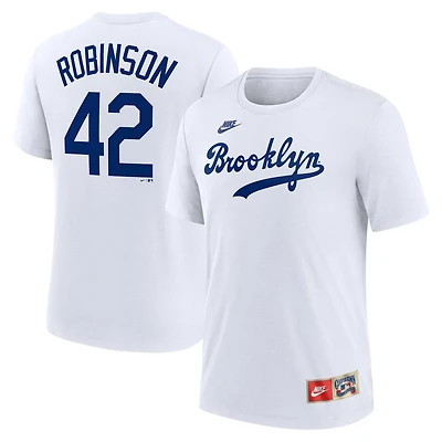 Nike Jackie Robinson Brooklyn Dodgers Cooperstown Collection Tri-Blend Name  Number T-Shirt