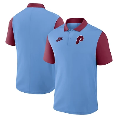 Nike Light Burgundy Philadelphia Phillies Cooperstown Collection Color-Block Victory Performance Polo