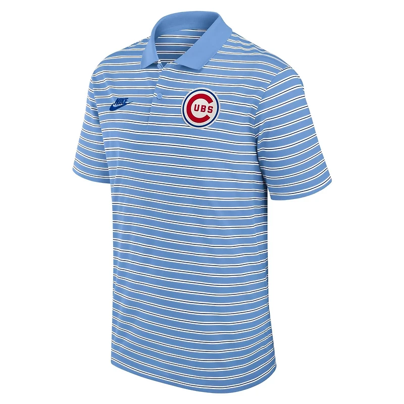 Nike Light Chicago Cubs Cooperstown Collection Dri-FIT Victory Striped Polo