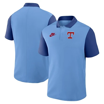 Nike Light Royal Texas Rangers Cooperstown Collection Color-Block Victory Performance Polo