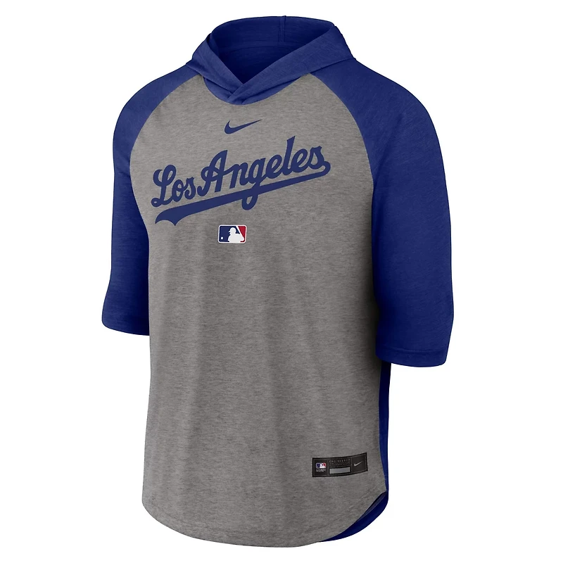 Nike Los Angeles Dodgers Authentic Collection Flux Dri-FIT Raglan 3 4-Sleeve Hooded T-Shirt