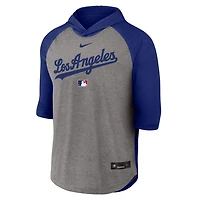 Nike Los Angeles Dodgers Authentic Collection Flux Dri-FIT Raglan 3 4-Sleeve Hooded T-Shirt