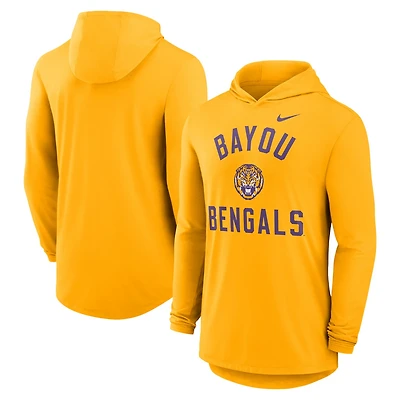Nike LSU Tigers Classic Arch Tri-Blend Performance Long Sleeve Hoodie T-Shirt