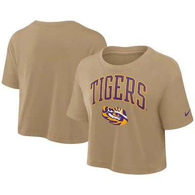 Nike LSU Tigers Power Pursuit Athletic Prep Arch Performance Cropped T-Shirt
