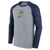 Nike Milwaukee Brewers Authentic Collection Game Raglan Performance Long Sleeve T-Shirt