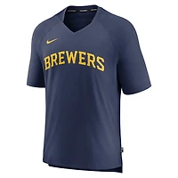 Nike Milwaukee Brewers Authentic Collection Pregame Raglan Performance V-Neck T-Shirt