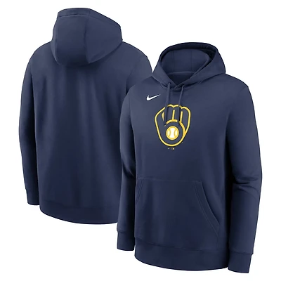 Nike Milwaukee Brewers Logo Club Fleece Pullover Hoodie