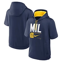 Nike Milwaukee Brewers Tri Code Lockup Short Sleeve Pullover Hoodie