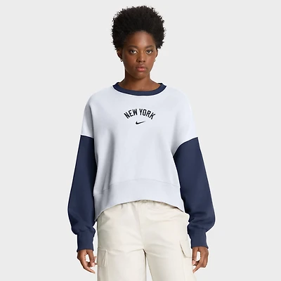 Nike Navy New York Yankees Oversized High Hip Fleece Sweatshirt