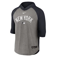 Nike New York Yankees Authentic Collection Flux Dri-FIT Raglan 3 4-Sleeve Hooded T-Shirt