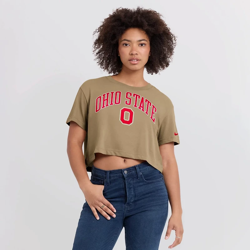 Nike Ohio State Buckeyes Athletic Prep Arch Dri-FIT Cropped T-Shirt