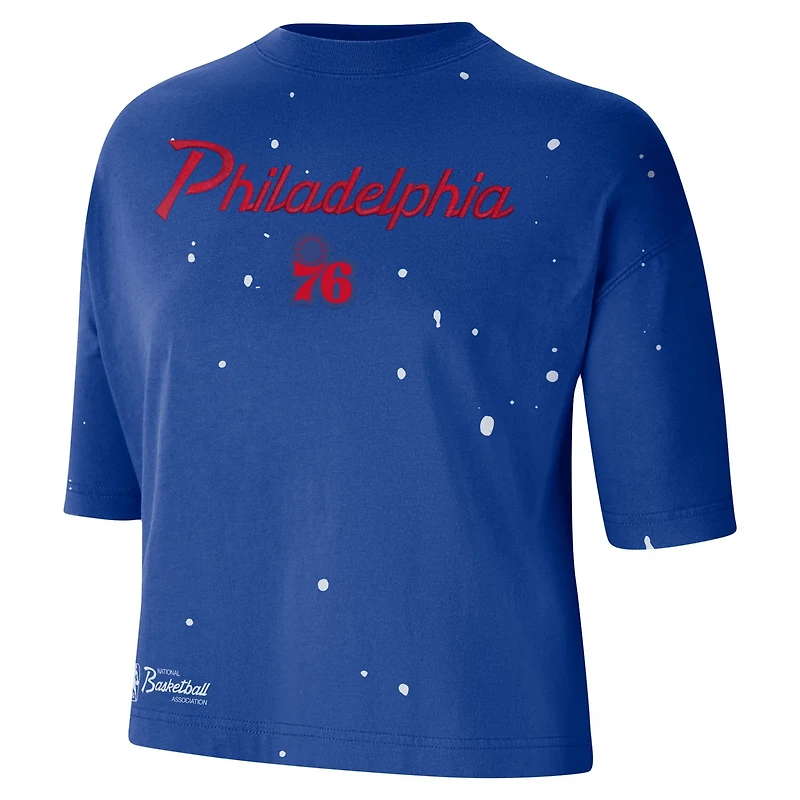 Nike Philadelphia 76ers Courtside Splatter Cropped T-Shirt