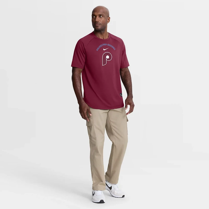 Nike Philadelphia Phillies Authentic Collection Batting Practice Pre-Game Raglan Dri-FIT Top